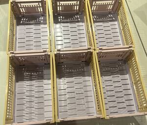 HAY Golden Yellow FOLDING STORAGE CRATE. New SET 6